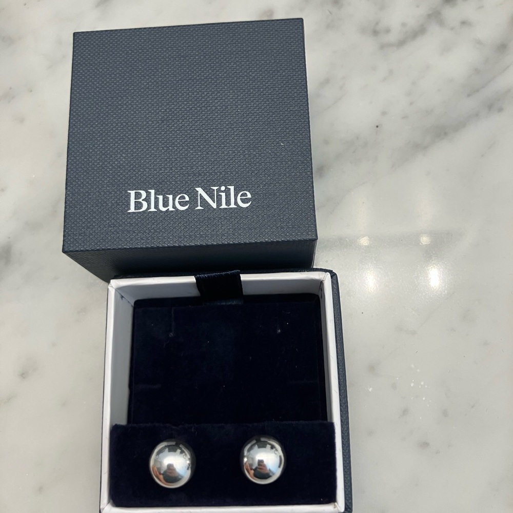 Blue Nile Ball Stud Earrings In Sterling Silver (10mm) - Picture 2 of 8